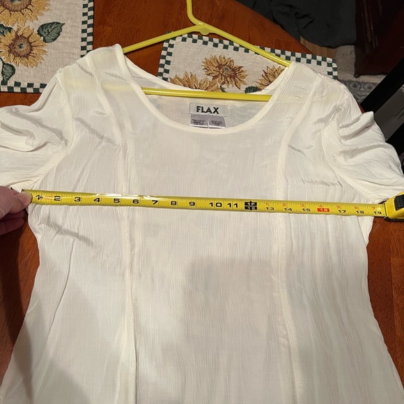 FLAX Linen, white, sheer, short-sleeved tunic top - Picture 8 of 9